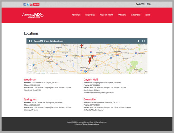 AccessMD Website Locations Page