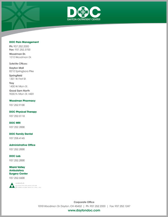 Dayton Outpatient Center Letterhead