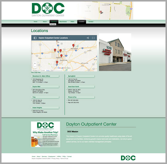 DOC Website Locations Page